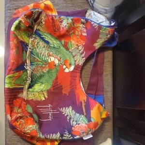 Guy Harvey Red Lored Amazon Tropical Print Tote